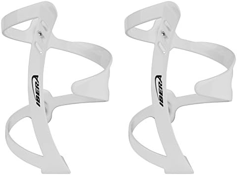 Ibera Extra Lightweight Alloy Bicycle Water Bottle Cage, Ergonomic, Side-Access, Only 30g (1.1 oz), White, PAIR