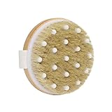 MAGGIFT Wooden Body Massage Brush Round, Natural Bristle Dry / Wet Body Brush for Exfoliation Clear Dead Skin Cells