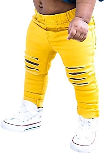 Doubleal Baby Girl Boy Ripped Long Pants Casual Toddler Fashion Fall Kids Outwear Leggings