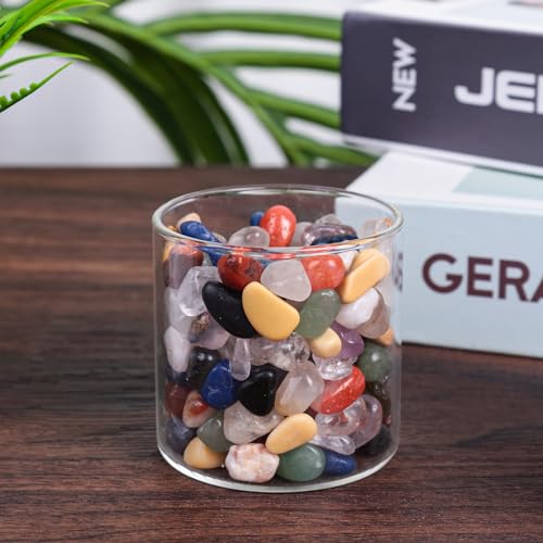 FUTUREPLUSX 1LB Quartz Stones Assorted, Natural Rocks Tumbled Gemstones 0.3-0.4inch Tumbled Chips for Home Decoration Vases Reiki Meditation