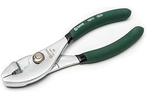 SATA 6-Inch Slip-Joint Pliers, Chrome Vanadium Steel Body, with Green Handles and Rivet Joint Assembly - ST70511ST