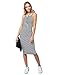 Made by Emma Stripe Crew Neck Spaghetti Strap Body-Con Midi Dress Hgray Black M