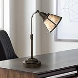 Malta Rustic Farmhouse Task Desk Table Lamp Satin Bronze Metal Blond Natural Mica Shade for Living Room Bedroom Bedside Nightstand Office Family - Regency Hill