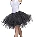 Dancina Women's Adult Vintage Petticoat Tulle Tutu Skirt [Sticker XXL],Black,Plus Size