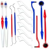 DecorRack Dental Care Kit, Dental Cleaning Hygiene Tools, Includes Tooth Pick, Toothbrush, Mirror, Tongue Cleaner, Flosser, Teeth Stain Eraser, Oral Care Kit, Removes Plaque Stains Tarter (2 Pack)