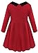 Lynlla Kids Girls Turn-Down Collar Long Sleeve Cotton Princess Pleated Dress