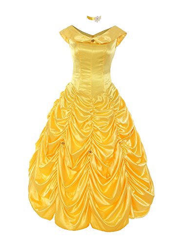 ReliBeauty Womens Princess Belle Costume Layered Dress up