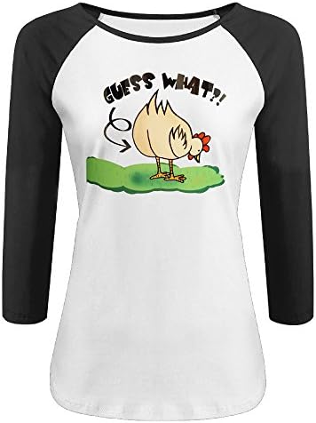 Guess What Chicken Butt Shirt,Atherineettles Women's Raglan Sleeves,o Neck 3/4 Sleeve Athletic Baseball Raglan Sleeves T-Shirt