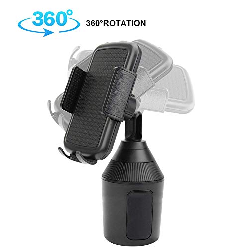 xxiaoTHAWxe New Universal Vehicle Car Truck 360 Degree Adjustable Car Cup Mount Cell Phone Holder Stand Cradle for Cell Phone iPhone Xs/XS Max/X/8/7 Plus/Galaxy for 3-6inch Phone Screen. Black