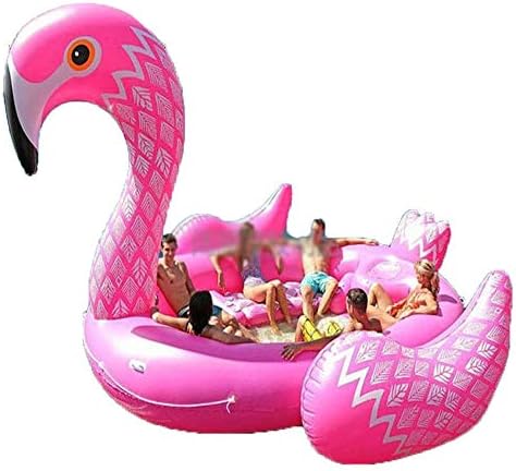 KFRSQ Pool Inflatable Floating row floating island mounts oversized giant multiplayer 6 people inflatable unicorn swan flamingo