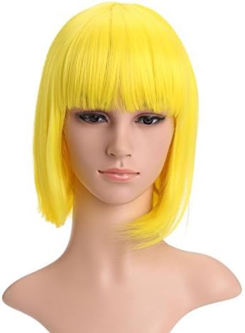 LOUISE MAELYS Ladies Candy Color Straight Flat Bang Short Bob Hair Cosplay Wigs