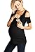 LaClef Women's Maternity Cold Shoulder Double Layered Nursing Shirts Top