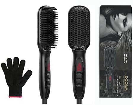 Ultimate Hot Brush Hair Straightener by ZOOLA- Women's Electric Hair Brush Professional Styling Tool, 2 in 1 Heated Hair Straightening Brush, Anion Technology, Anti-Scald, 250F - 450F &amp; Fast Heating