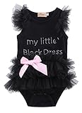 Baby Girls Embroidered Little Black Dress Bodysuit Tutu Playsuit Sunsuit