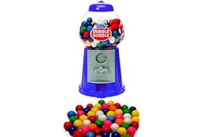 PlayO 7" Coin Operated Gumball Machine Toy Bank - Dubble Bubble Classic Style Includes 23 Gum Balls - Kids Coin Bank Candy Dispenser - Birthday Parties, Novelties, Party Favors and Supplies (Blue-)