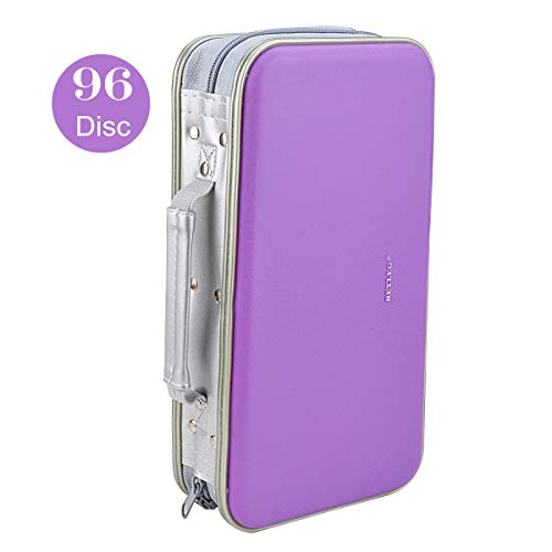 CD DVD Wallet, Wismart 96 Capacity Heavy Duty Sturdy DVD Storage Hard Shell CD Disk Holder DVD Case VCD Wallets Blu-ray Media Case Storage Holder Organizer Wallet,96 Capacity (Purple) - Thumbnail 5