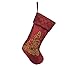 Alice Doria 21 inch Fuax Silk Christmas Stocking with Red and Gold Embroidery Christmas Tree and Pintuck Cuff