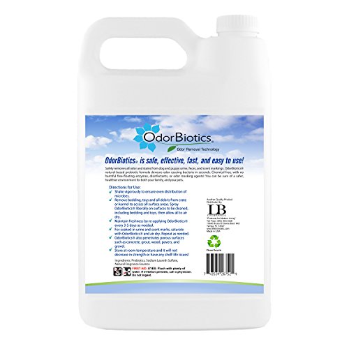 OdorBiotics Pet Stain & Odor Remover for Dogs & Puppies, Eliminates Urine Smell and Carpet Odors in Seconds, For Carpets, Upholstery & Fabric Stains, and Beds Non-toxic, Safe,128 oz Size