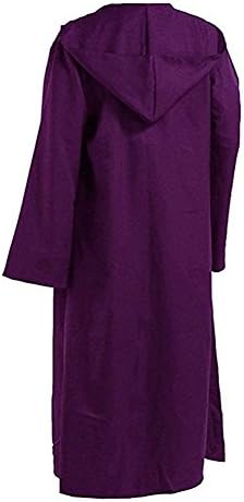 Chong Sheng Men Tunic Hooded Robe Cloak Knight Fancy Cool Cosplay Costume (L, Purple)
