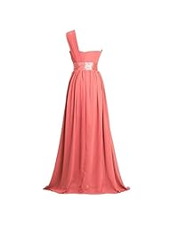 Hawee vestido largo de gasa con un hombro para mujer, largo hasta el suelo, vestido de dama de honor