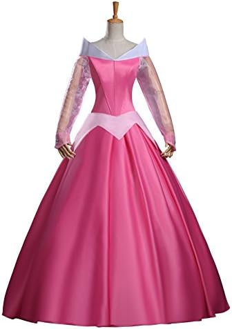 Cosrea Disney Sleeping Beauty Aurora Classic Satin Dress Cosplay Costume (L)