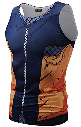 PIZOFF Mens Sleveless Quickly Dry 3D Cartoon Print Work Out Compression Tank Top Y1783-12-M