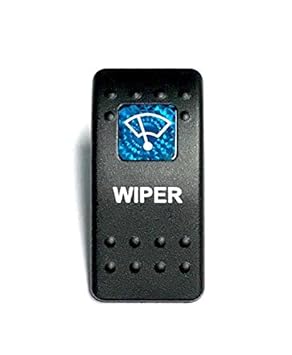 Euro Rocker Switch Cover with Text, Black with Blue Lens. Contura II, Fits Carling, Cole Hersee, Blue seas