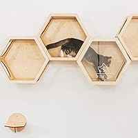 MUEBLES DE PARED DE GATO ESTANTES DE PARED DE MADERA COLOR OSCURO Y NOGAL