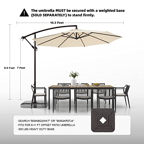 Wikiwiki 10ft Patio Umbrellas Offset Outdoor Cantilever Hanging Umbrella W/Infinite Tilt, Fade