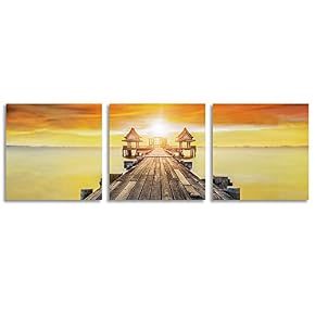 Abstract Bridges Beautiful Sunset Painting Artwork for Home...