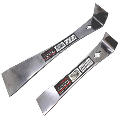 Simply Silver - (2) 6" & 9" STAINLESS STEEL PRY BAR Set Nail Puller SCRAPER Heavy Duty Bars