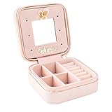 Guluman Jewelry Box, Small Portable Travel Jewelry Storage Case Display Organizer Mirrored Holder for Rings, Earring, Necklace, Bracelet (S=10CM, Pink)