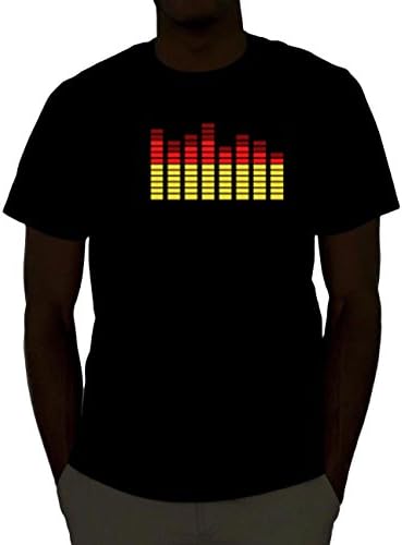 FLASHWEAR Men's Sound Activated Real LED Light up Equalizer T-Shirt (XXX-Large, Classic)
