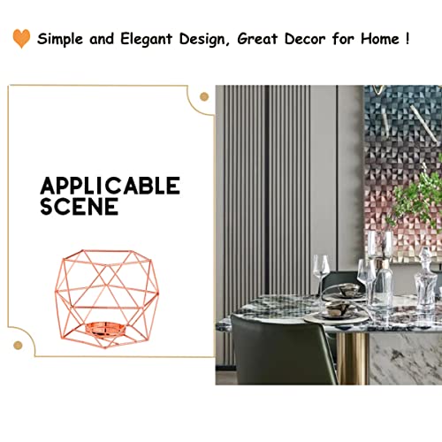 Rose Gold Geometric Candle Holder, Tealight Candlestick Candle Holders Votive Candle Stand for Tables Centerpieces, Wedding Decor, Home Decoration