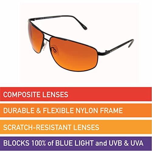 BluBlocker, Black Metal Stargazer Sunglasses with Scratch Resistant Lens Blocks 100 of Blue