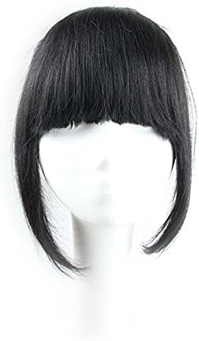 Luxwig Brazilian Human Hair Clip-in Hair Bang Fringe Short Straight Hair Extension for Black Women 6-8inch