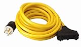 Coleman Cable 01912 10/3 Generator Power Cord with L5-30P Plug and 25-Foot, 3-Outlets