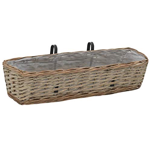yorten Balkon-Pflanzgefäß 2 STK. Balkonkasten Terrasse Blumenkasten Pflanzkübel Korbweide mit PE-Auskleidung 60 x 18 x… – Bild 5