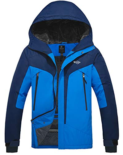 Wantdo Men's Ski Jacket Mountaineering Insulated Hiking Winter Coat Dark Blue,S