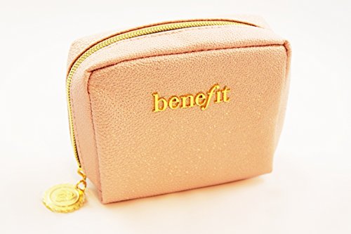 Benefit Cosmetics Mini Makeup Bag Travel Small 4.5 x 4 inches Pink Shimmer Glitter