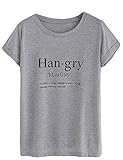 FV RELAY Womens Summer Fashion Loose Tops Han.gry Short Sleeve Gray T-Shirt (M)