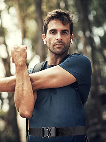 Tactical Belt, Military Style Gun Belt Nylon Canvas Men Waist Belt with Heavy-Duty Quick-Release Metal Buckle