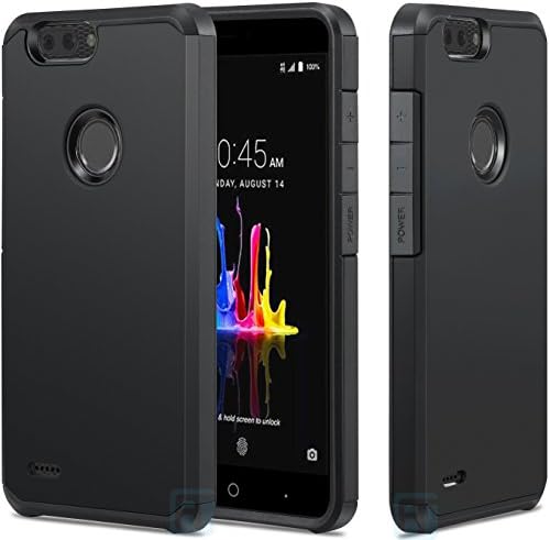 ZTE Blade Z Max Case, ZTE Sequoia Case, ATUS - Hybrid Dual Layer Hard Cover TPU Case With HD Screen Protector (Black/ Black)