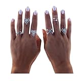 Rings Set;START 6 Pcs Vintage Elephant Head Arrow Moon Turquoise Rings Set