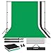 CRAPHY Upgraded Portable Photo Studio 10 x 6.5ft Background Stand Kit Backdrop Support System with Silk Cotton Background (Green Black White, 9ft x 6ft) and Carrying Bag