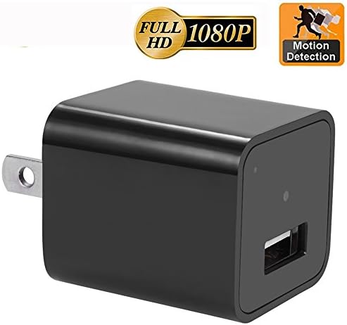 USB Hidden Camera, AMCSXH 1080P Full HD USB Spy Camera Wall Phone Charger Nanny Cam Surveillance Adapter Mini Camera 32GB Internal Memory with Motion Detection