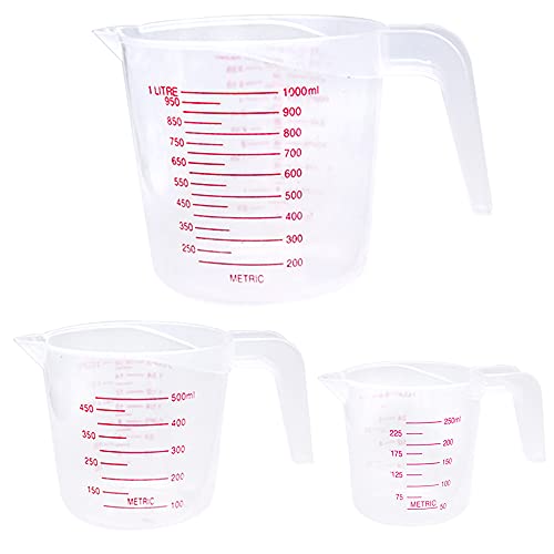 3 Pack Plastic Measuring Cup Sets,Stackable Clear Heatresistant Cup