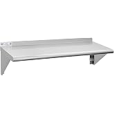 Hally Stainless Steel Shelf 12"x36" NSF Commercial Wall Mount Rack Shelving | 250LB, Metal Wall Shelves, Kitchen Racks &amp; Shelves, Floating Shelving, Heavy Duty, for Restaurant, Kitchen, Home &amp; Hotel