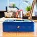 Certus Global Large Blue Cash Box with Money Tray, Secure Lock, Cantilever Coin Tray 4 Bills/ 5 Coins (Admiral Blue)