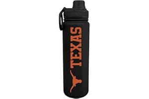 Campus Colors NCAA Stainless Steel Water Bottle - Twist on cap - 24 oz - Carry Clip - Keeps Your Drinks Hot or Cold for Hours (Texas Longhorns - Black)